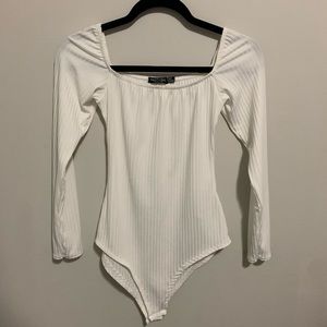 Nasty Gal White Ribbed Bodysuit
